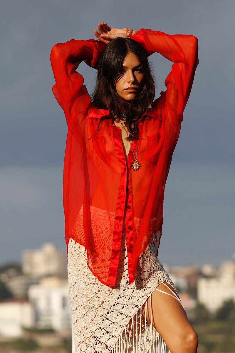 Happy Instead Silk Crinkle + Silk Satin Shirt