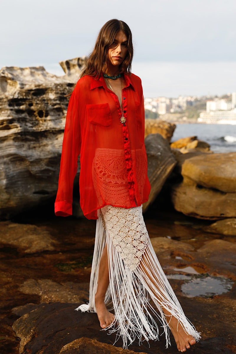 Happy Instead Silk Crinkle + Silk Satin Shirt