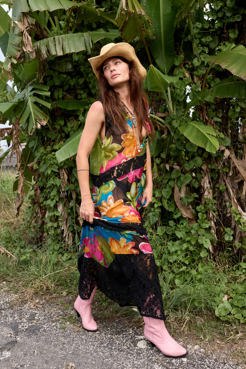 Sunshine of Your Love Silk + Lace Dress