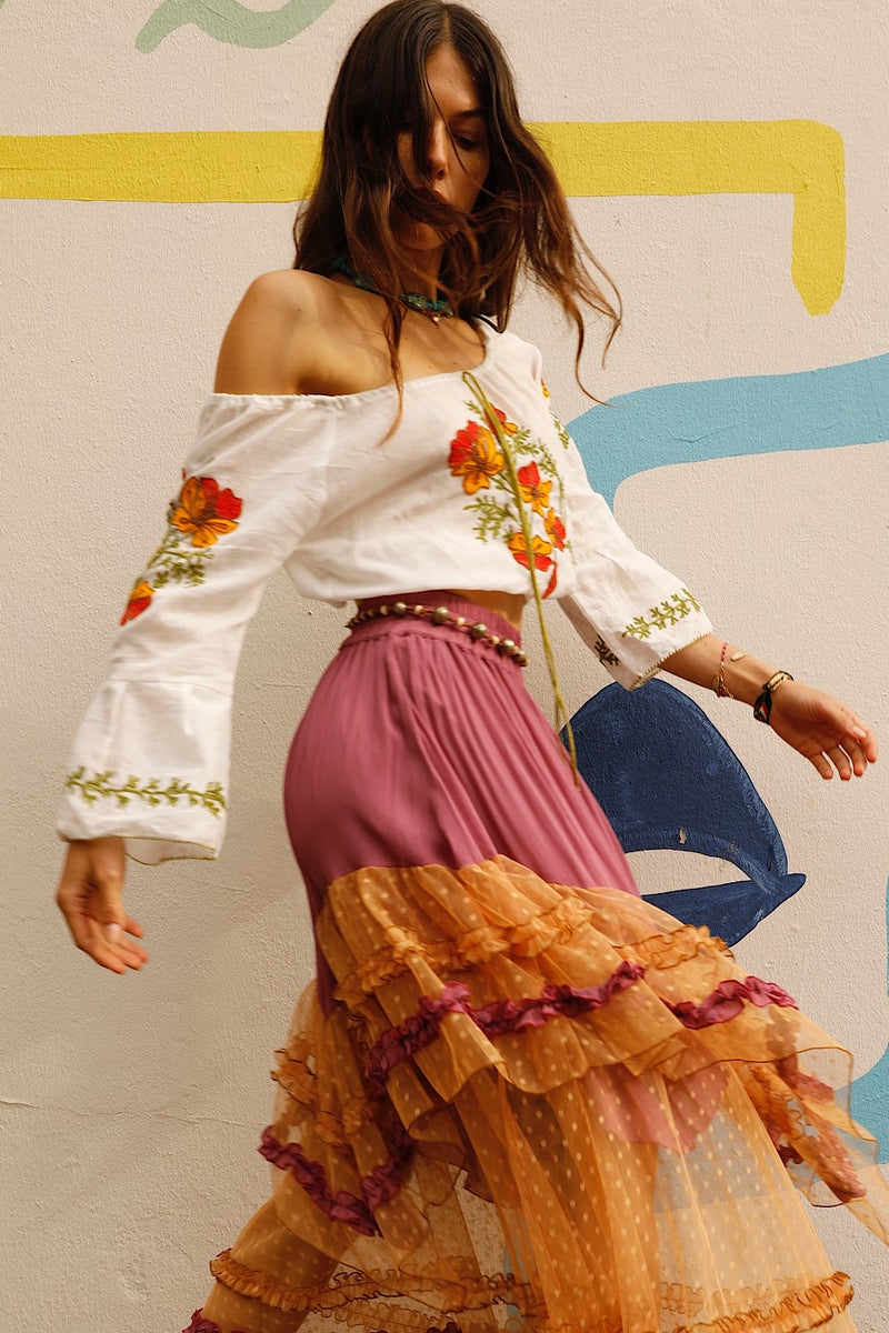 River Cotton Embroidered Folk Blouse