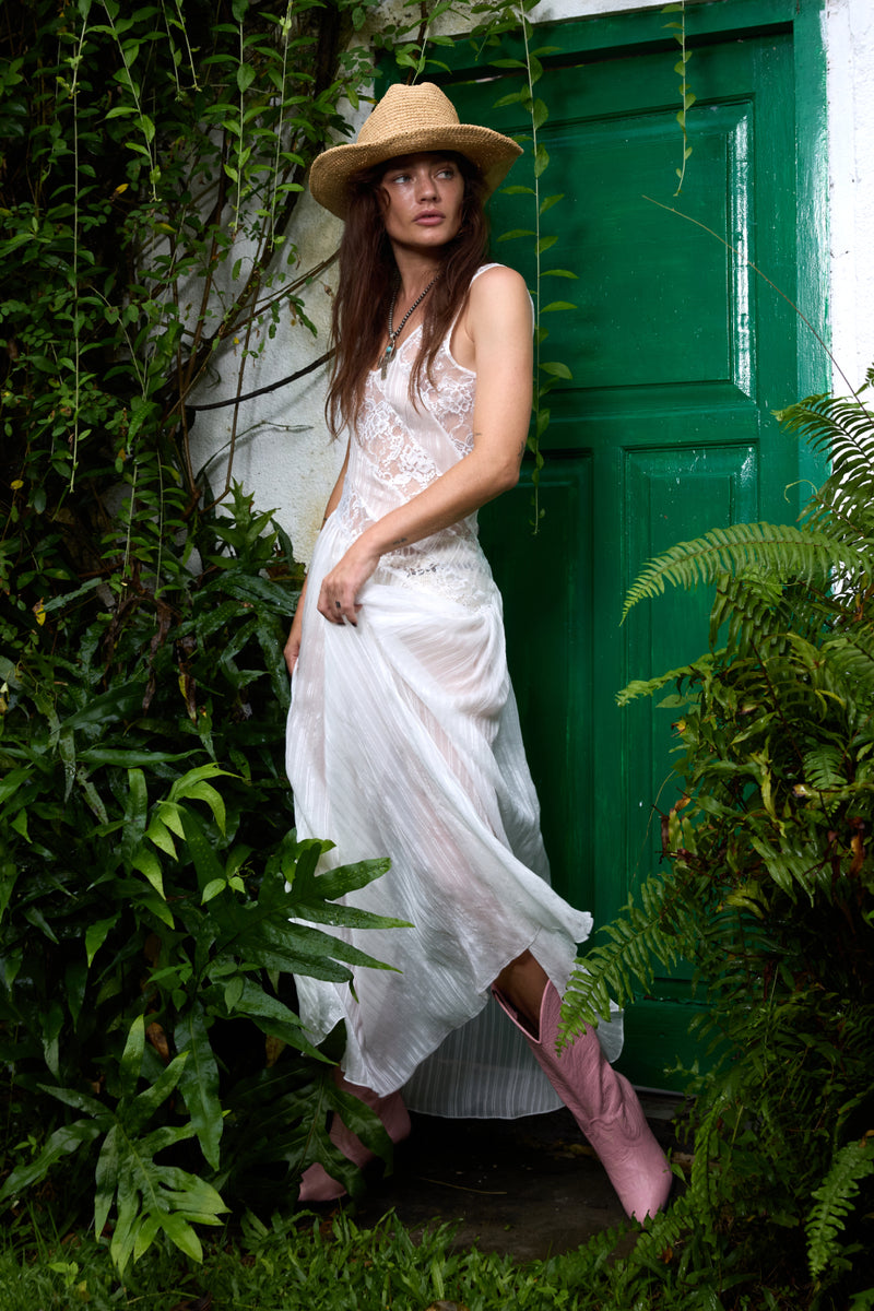Take My Breath Away Silk Dress - White