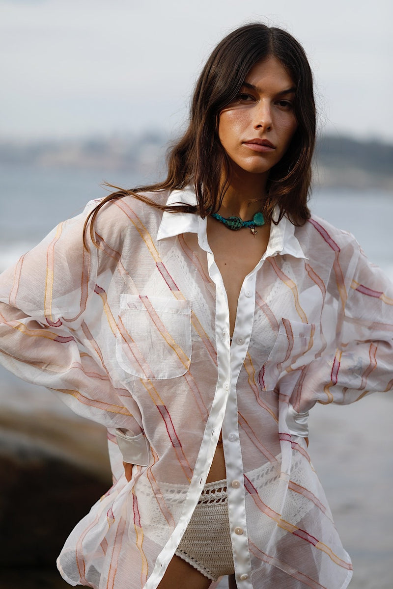 Pink Skies Silk Organza + Silk Satin Shirt