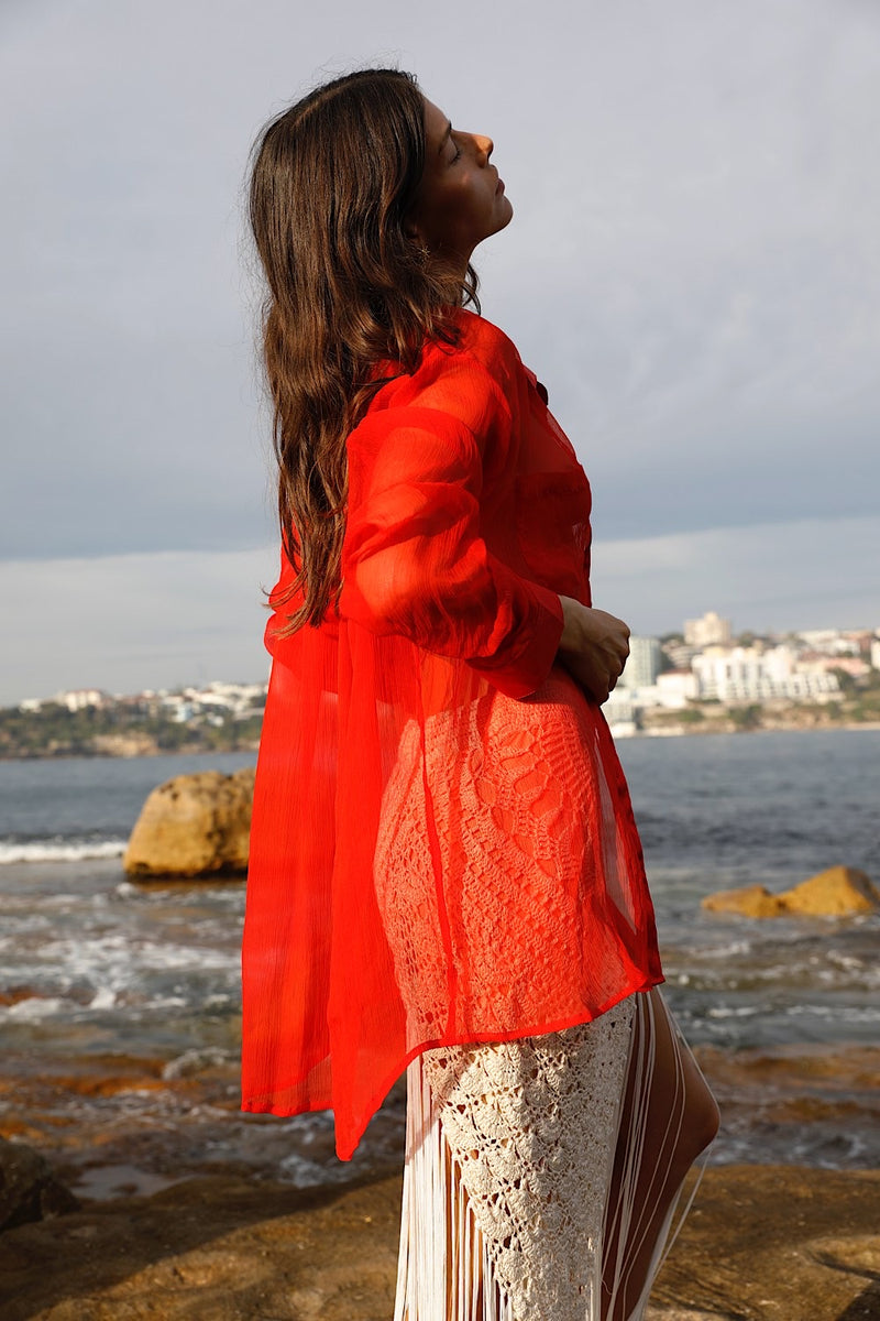 Happy Instead Silk Crinkle + Silk Satin Shirt