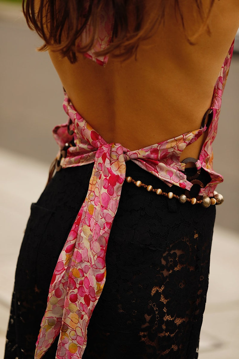 Cherry Blossom Girl Silk Halter Top