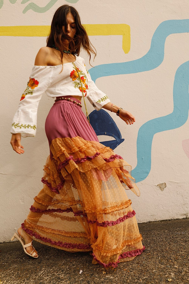 River Cotton Embroidered Folk Blouse