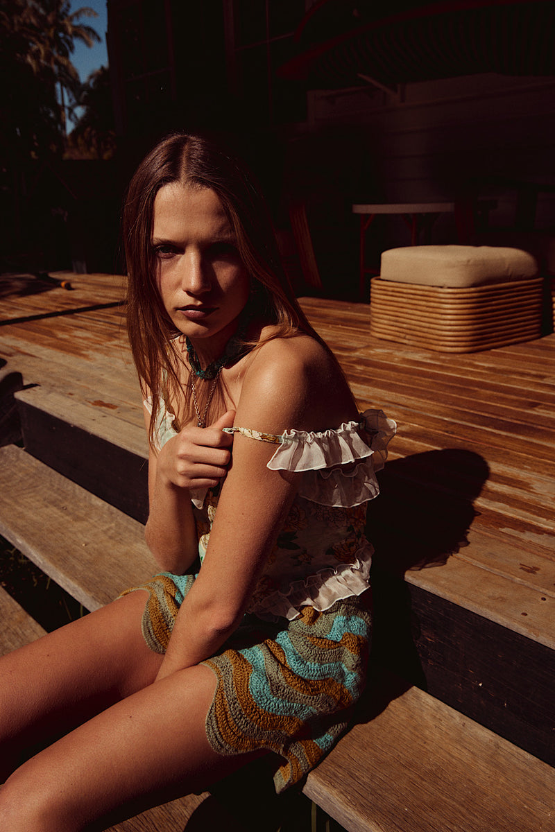 Heaven Knows Silk Ruffle Camisole - Garden Floral