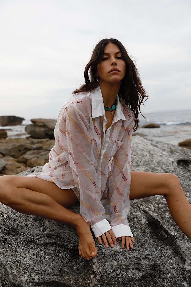 Pink Skies Silk Organza + Silk Satin Shirt