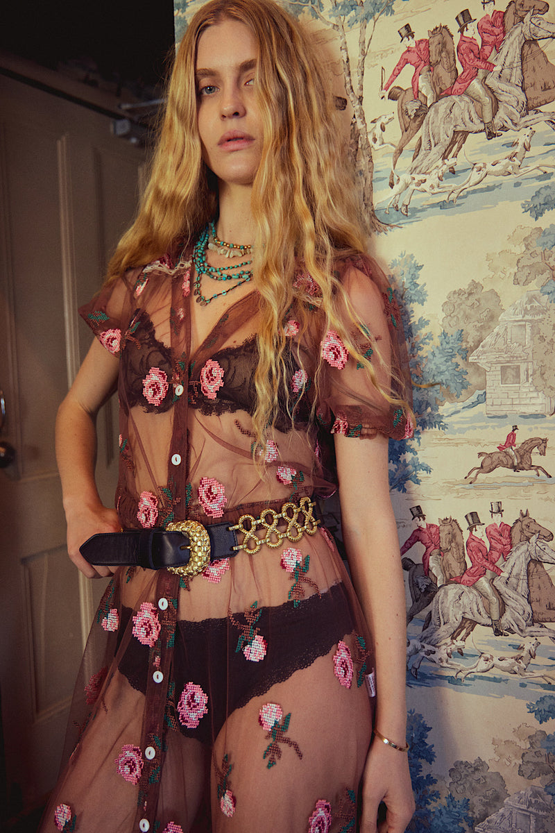 Last Night Tulle Embroidered Maxi Dress
