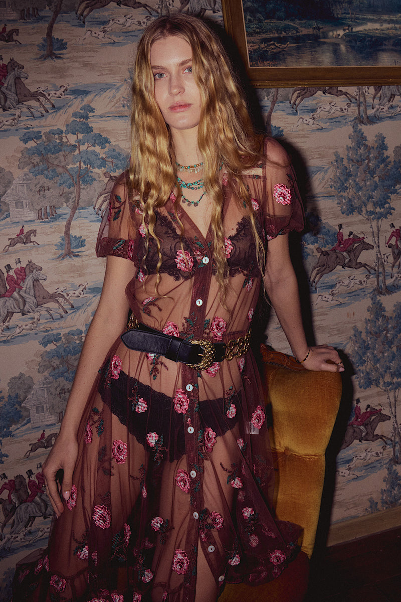 Last Night Tulle Embroidered Maxi Dress