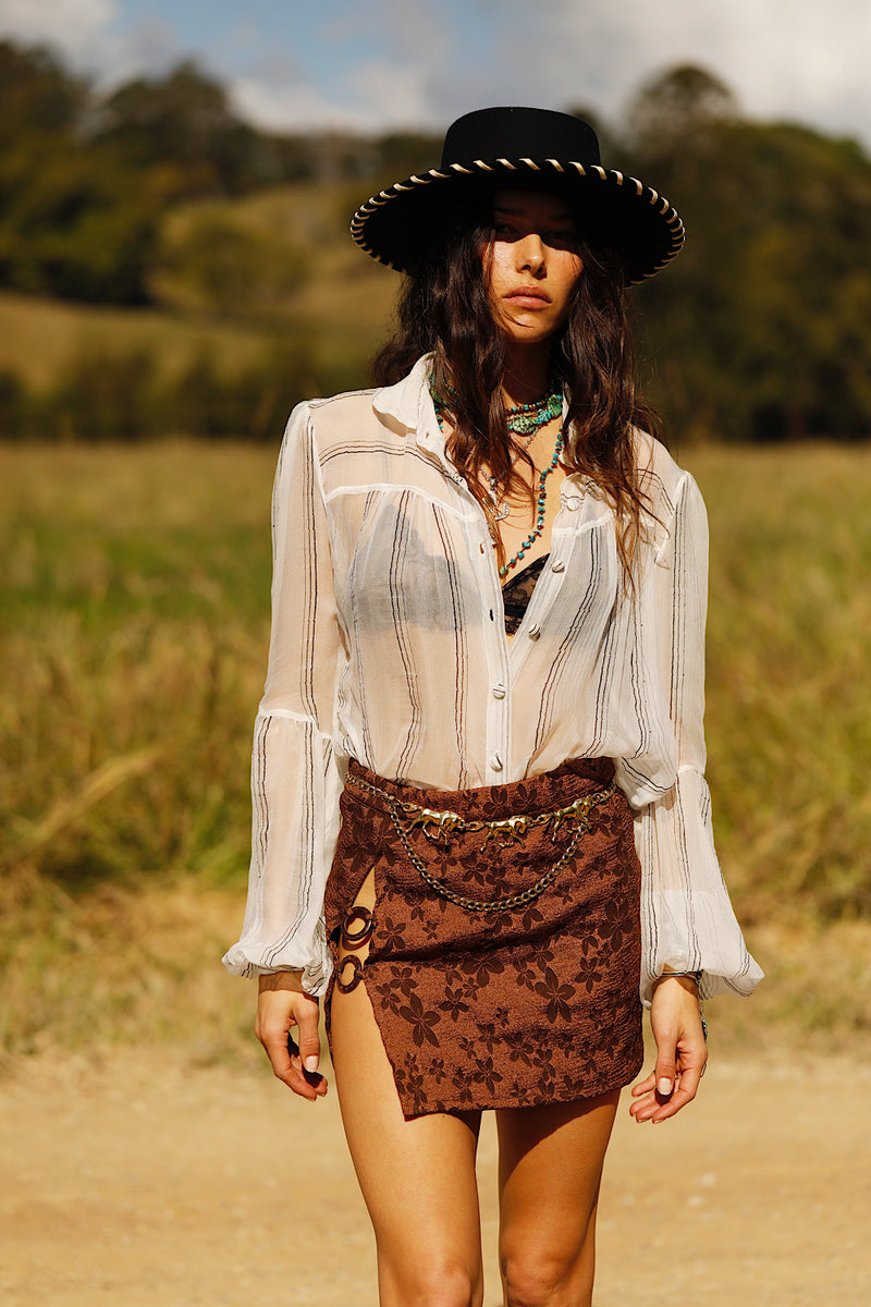 Break On Through Silk Blouse - Black Stripe