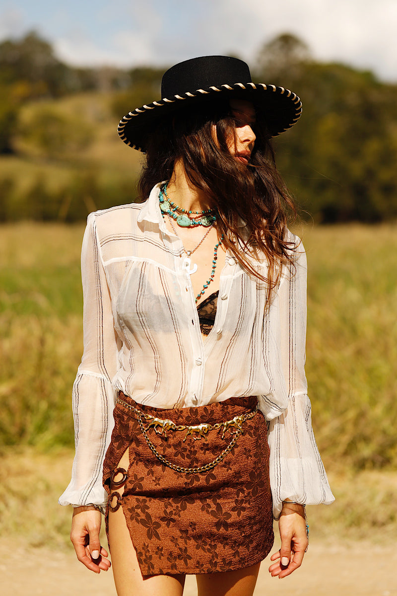 Break On Through Silk Blouse - Black Stripe