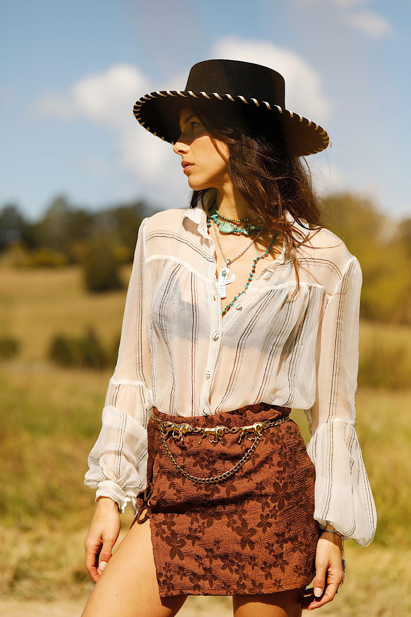 Break On Through Silk Blouse - Black Stripe
