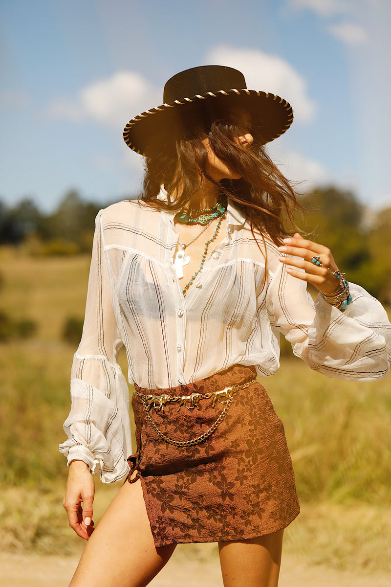 Break On Through Silk Blouse - Black Stripe
