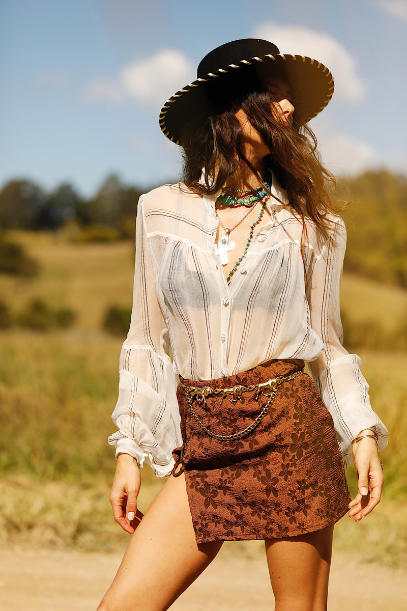 Break On Through Silk Blouse - Black Stripe