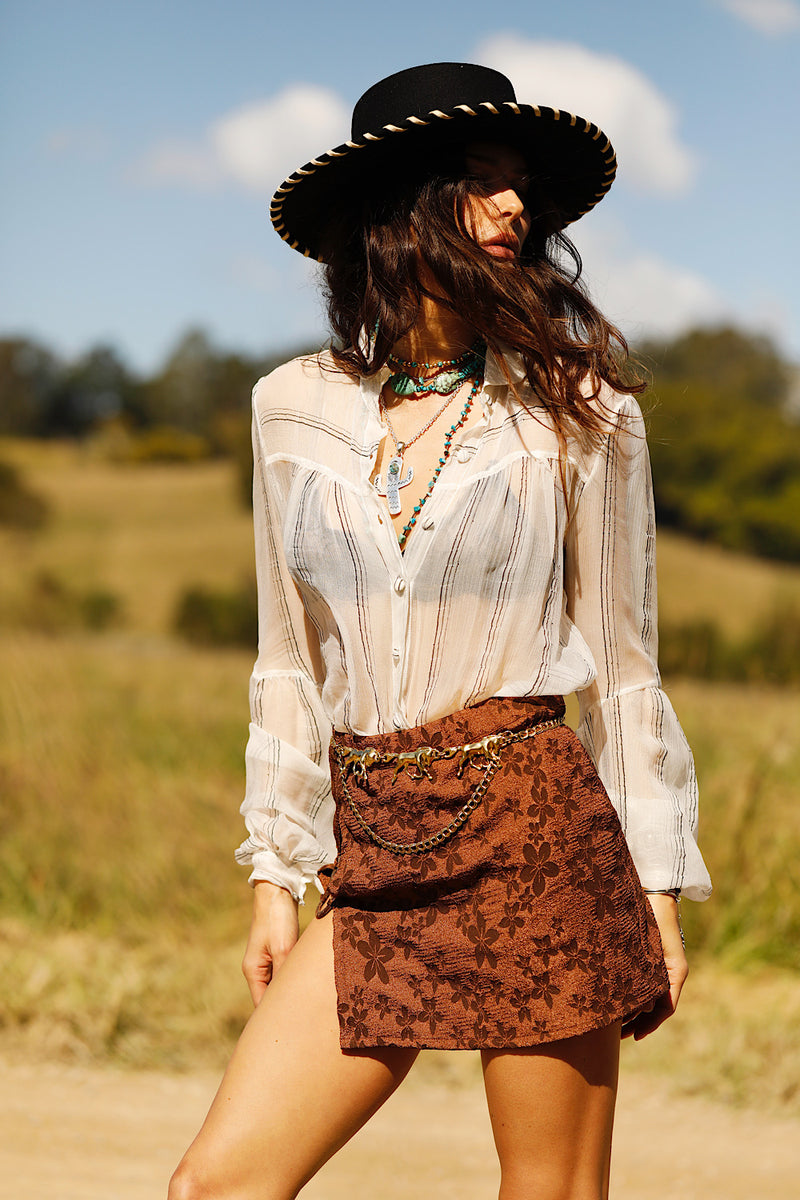 Break On Through Silk Blouse - Black Stripe