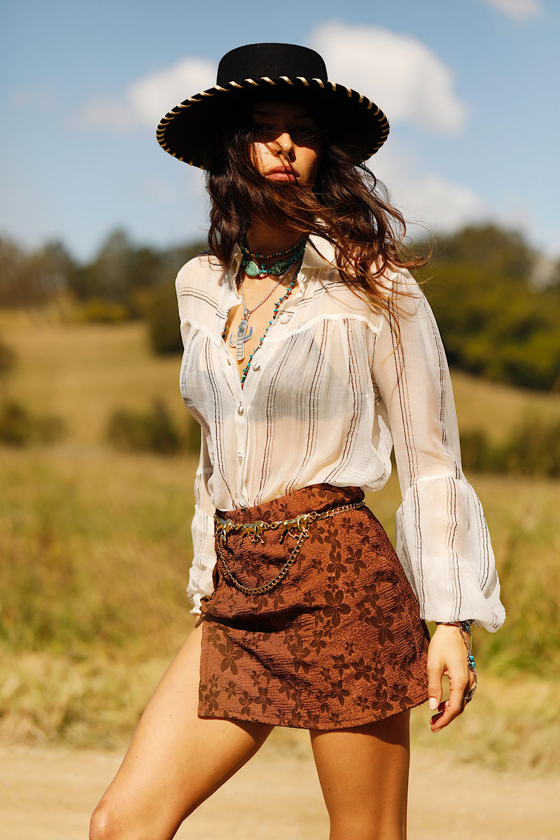 Break On Through Silk Blouse - Black Stripe