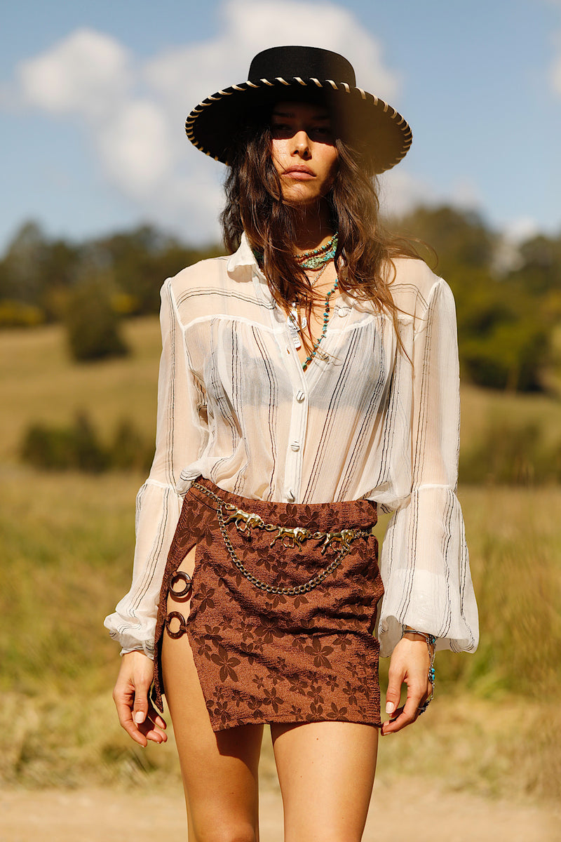 Break On Through Silk Blouse - Black Stripe