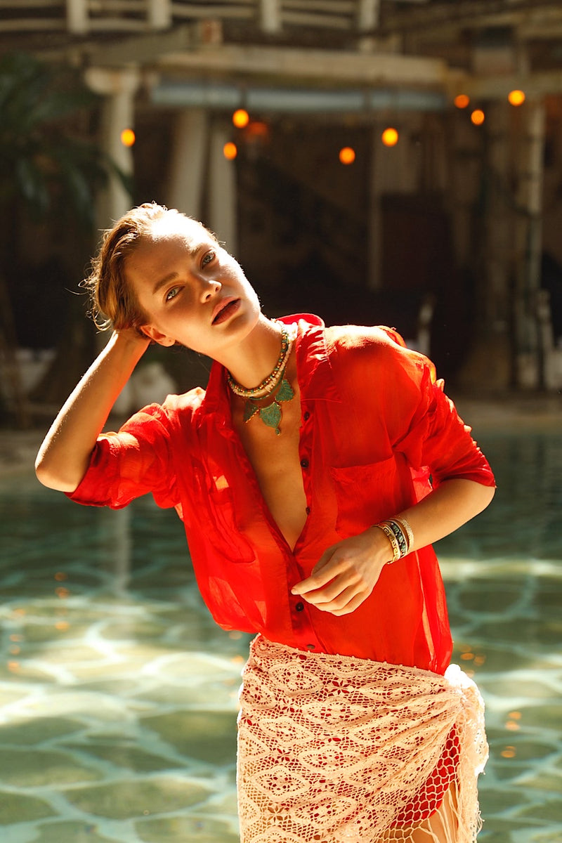 Happy Instead Silk Crinkle + Silk Satin Shirt