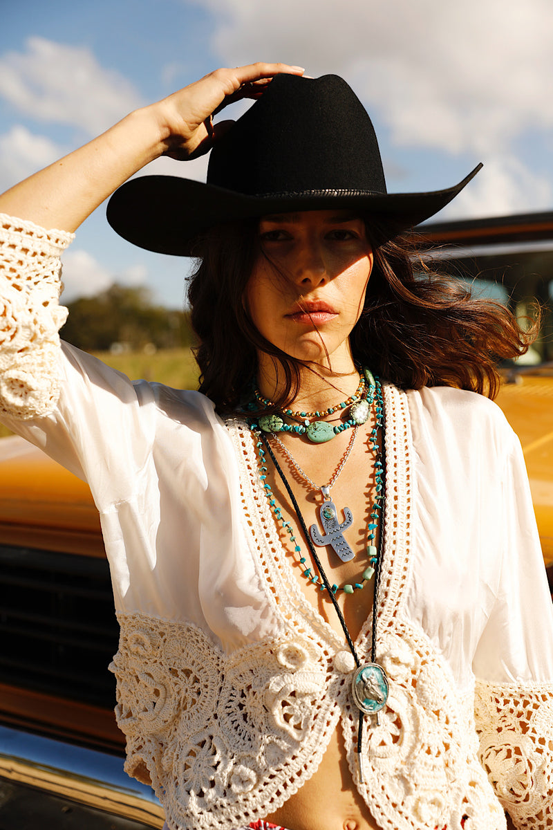 Cactus Sterling Silver & Turquoise Necklace