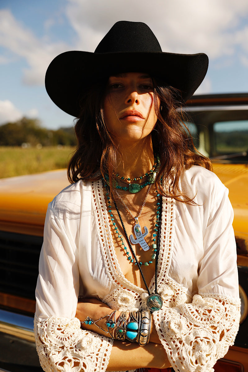 Cactus Sterling Silver & Turquoise Necklace