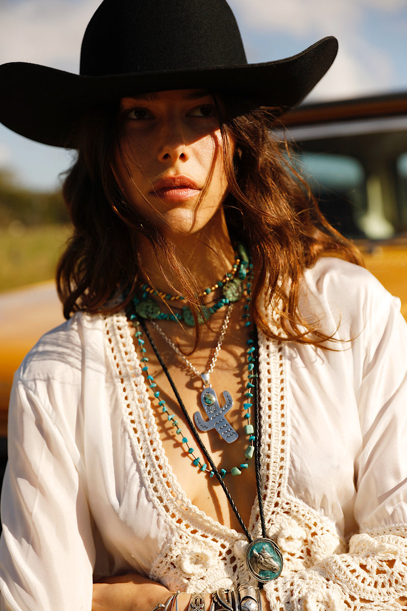 Cactus Sterling Silver & Turquoise Necklace