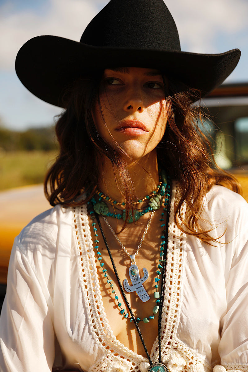 Cactus Sterling Silver & Turquoise Necklace