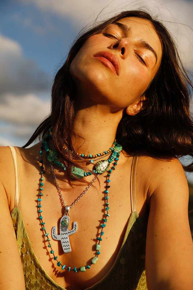 Cactus Sterling Silver & Turquoise Necklace