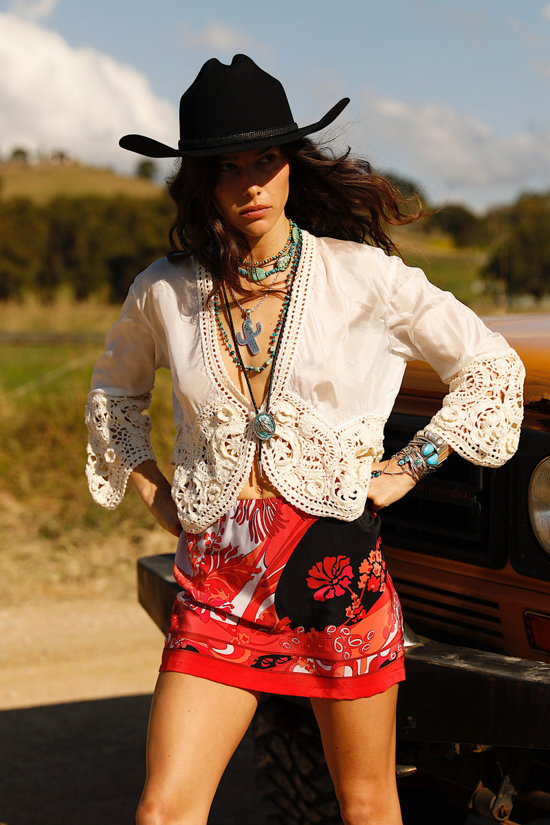 Angie Silk & Cotton Crochet Blouse