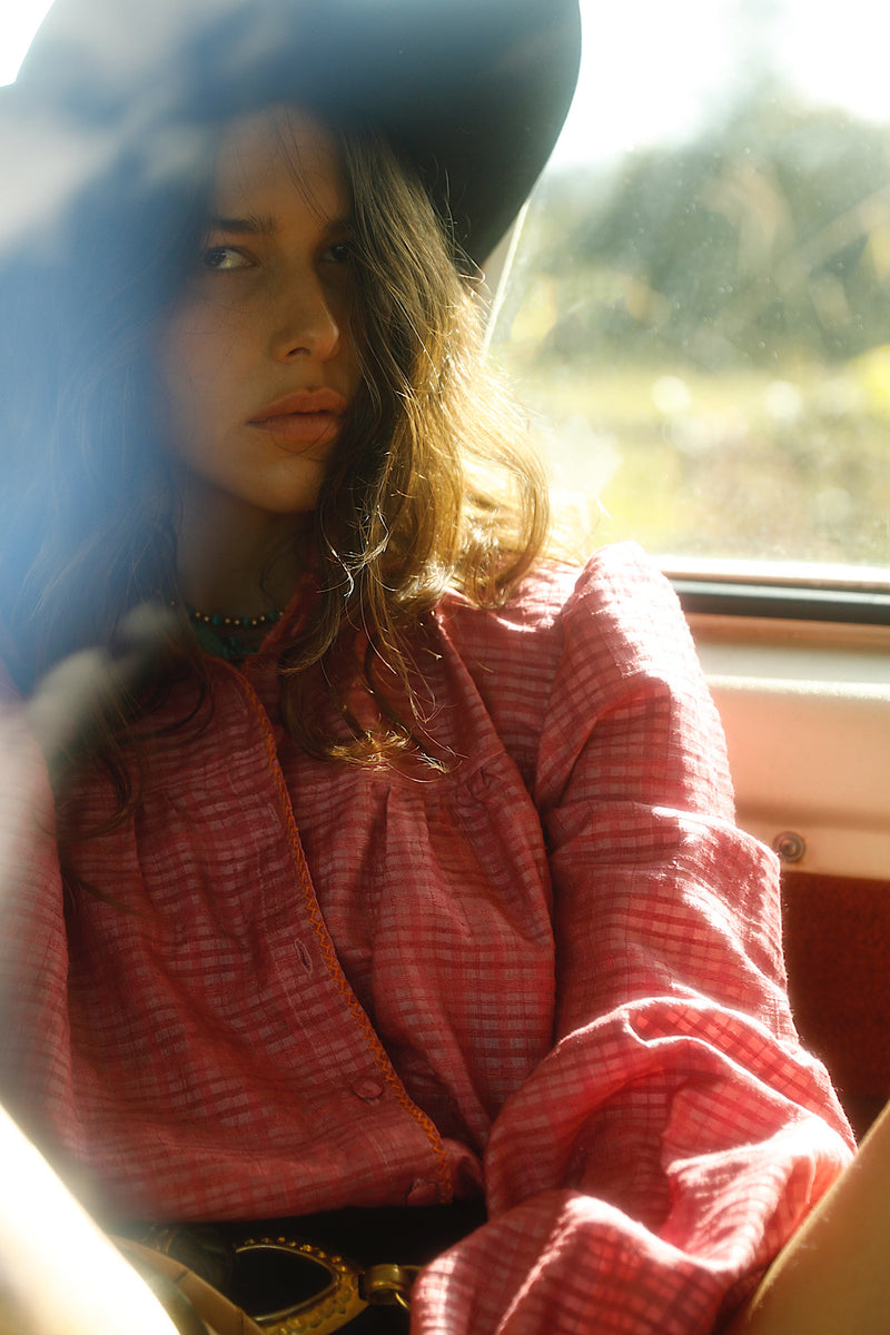 Break On Through Raw Silk Blouse - Raspberry