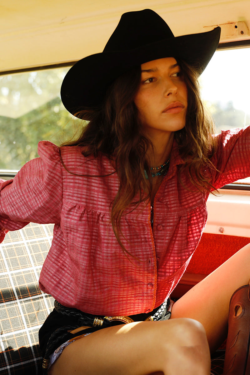 Break On Through Raw Silk Blouse - Raspberry