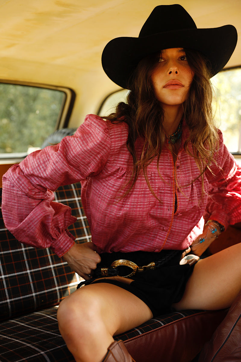 Break On Through Raw Silk Blouse - Raspberry