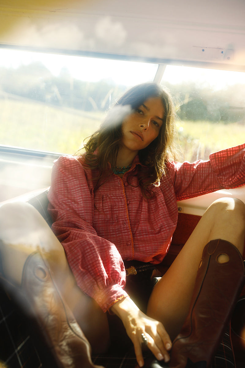 Break On Through Raw Silk Blouse - Raspberry