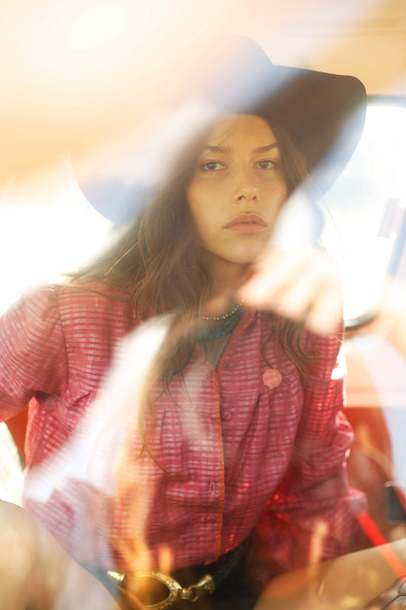Break On Through Raw Silk Blouse - Raspberry