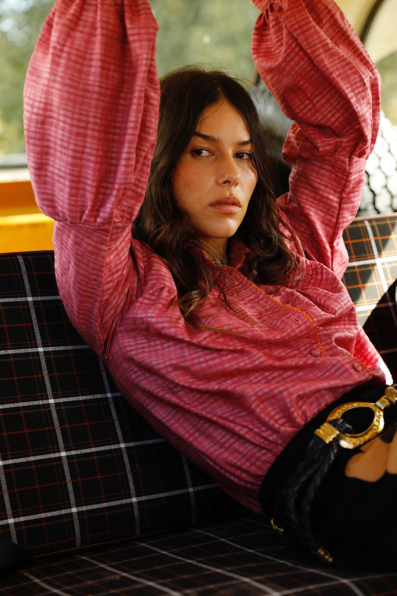 Break On Through Raw Silk Blouse - Raspberry