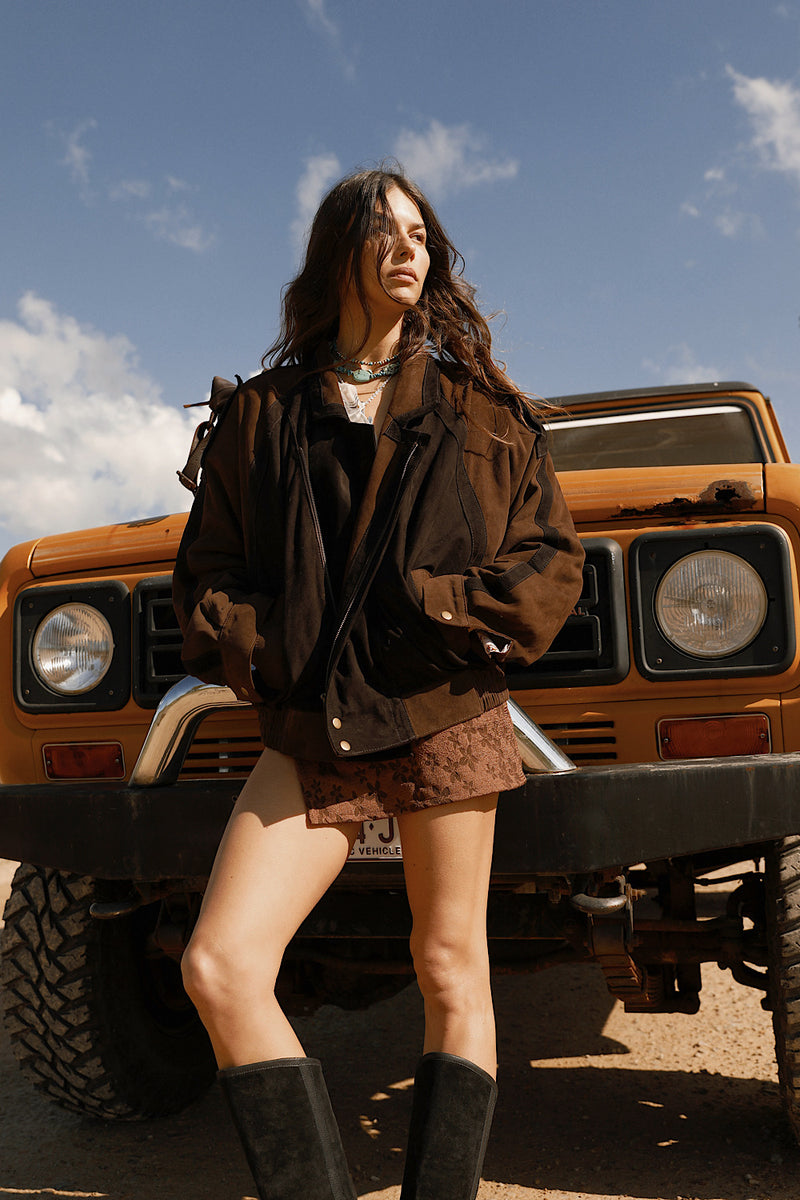 Endless Night Suede Bomber Jacket
