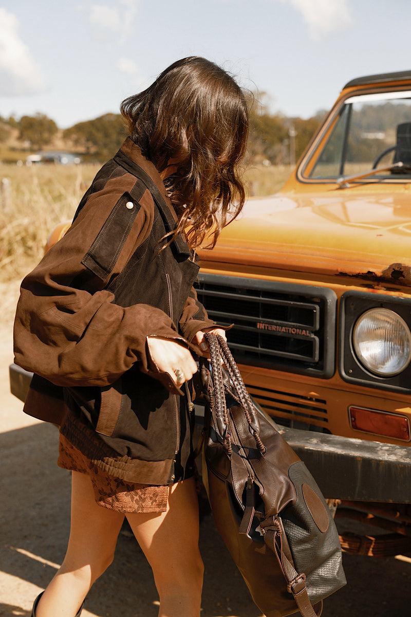 Yin Yang Leather Weekender Bag