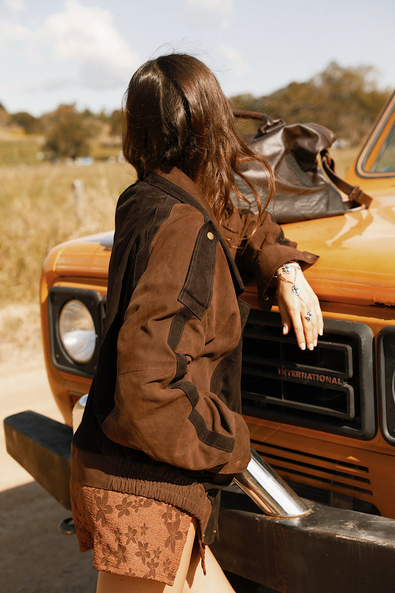 Endless Night Suede Bomber Jacket