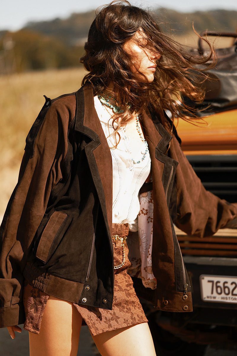 Endless Night Suede Bomber Jacket