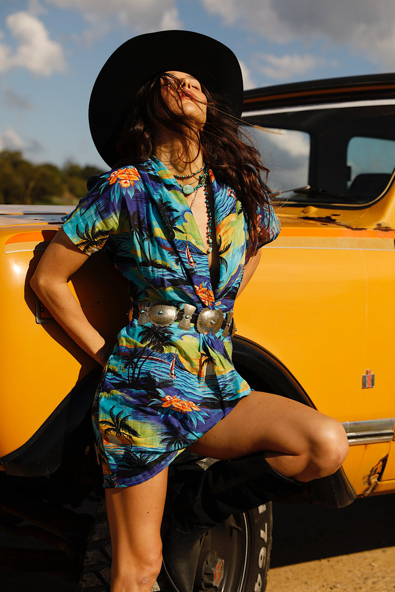 Daydream Believer Silk Wrap Mini Dress