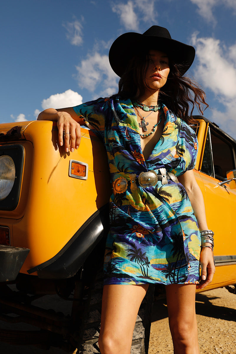 Daydream Believer Silk Wrap Mini Dress