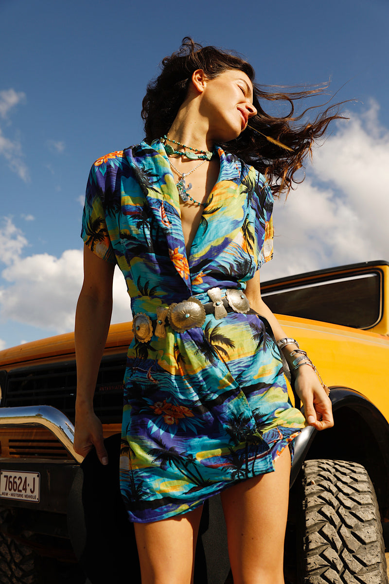 Daydream Believer Silk Wrap Mini Dress