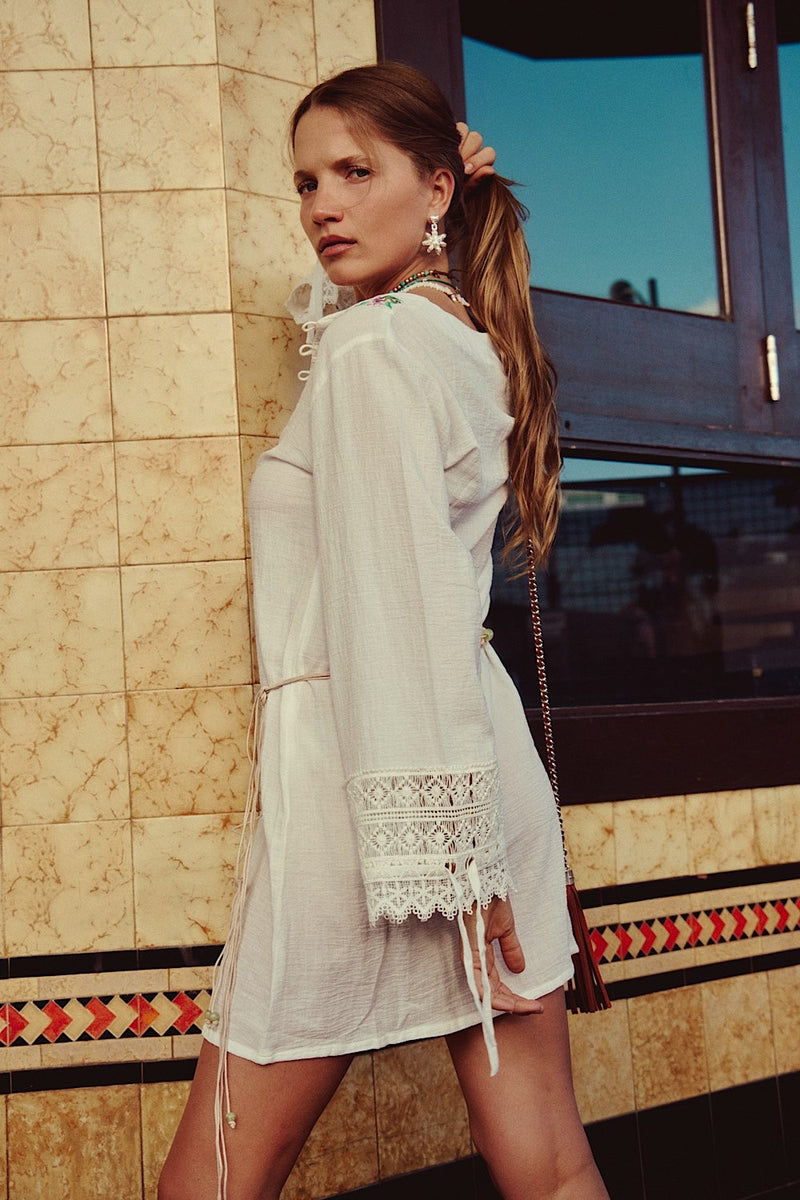 Sweet Marie Embroidered Cotton Tunic Dress