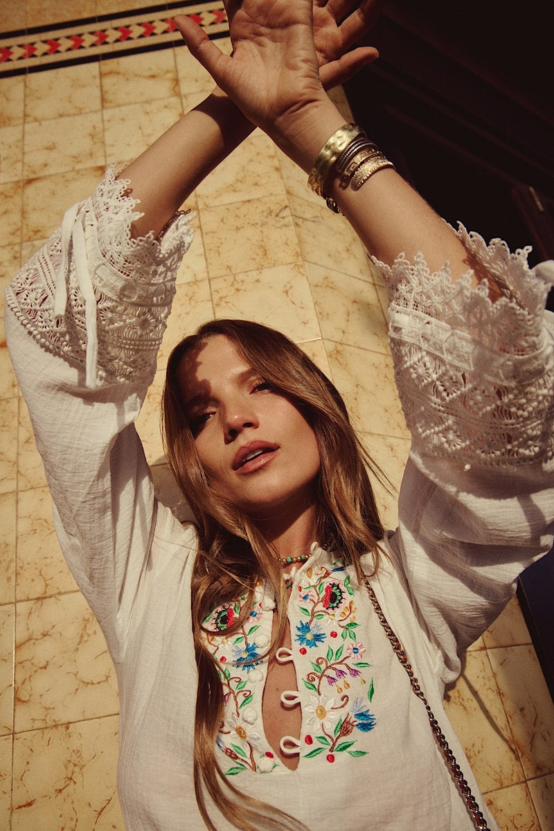 Sweet Marie Embroidered Cotton Tunic Dress