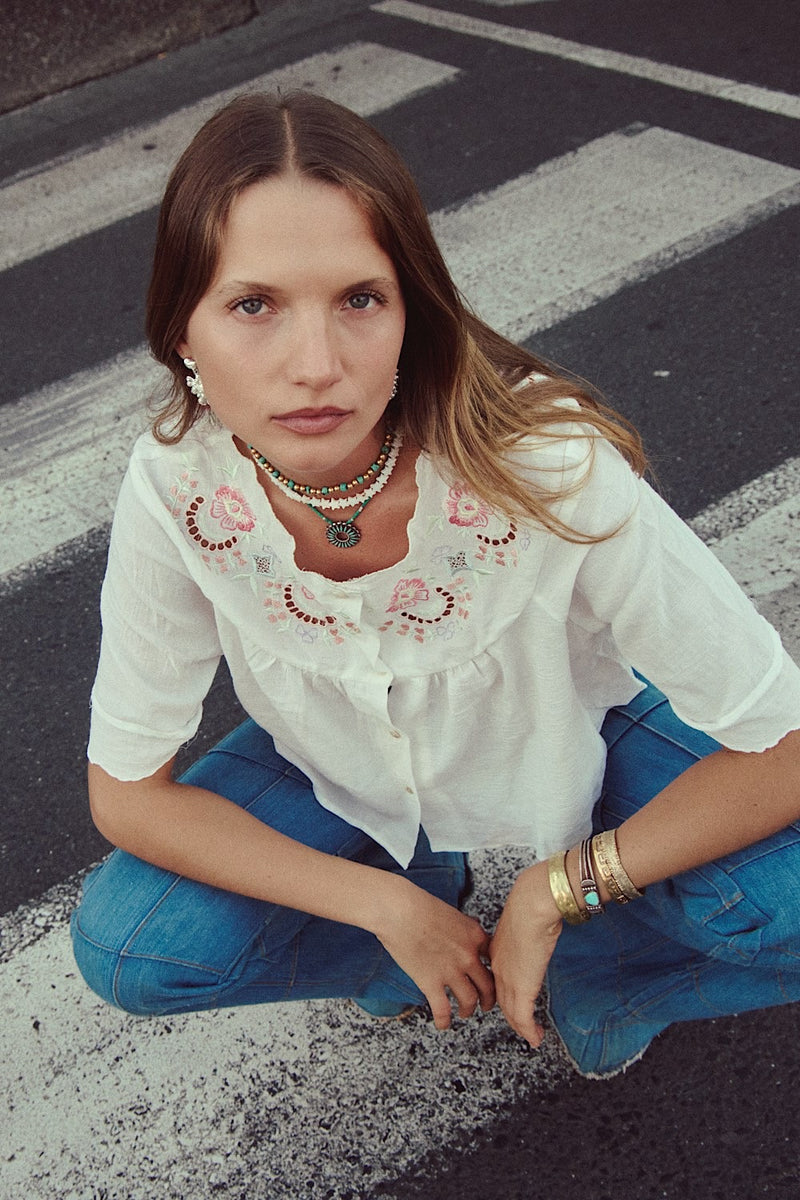 Arabella Cotton Embroidered Blouse