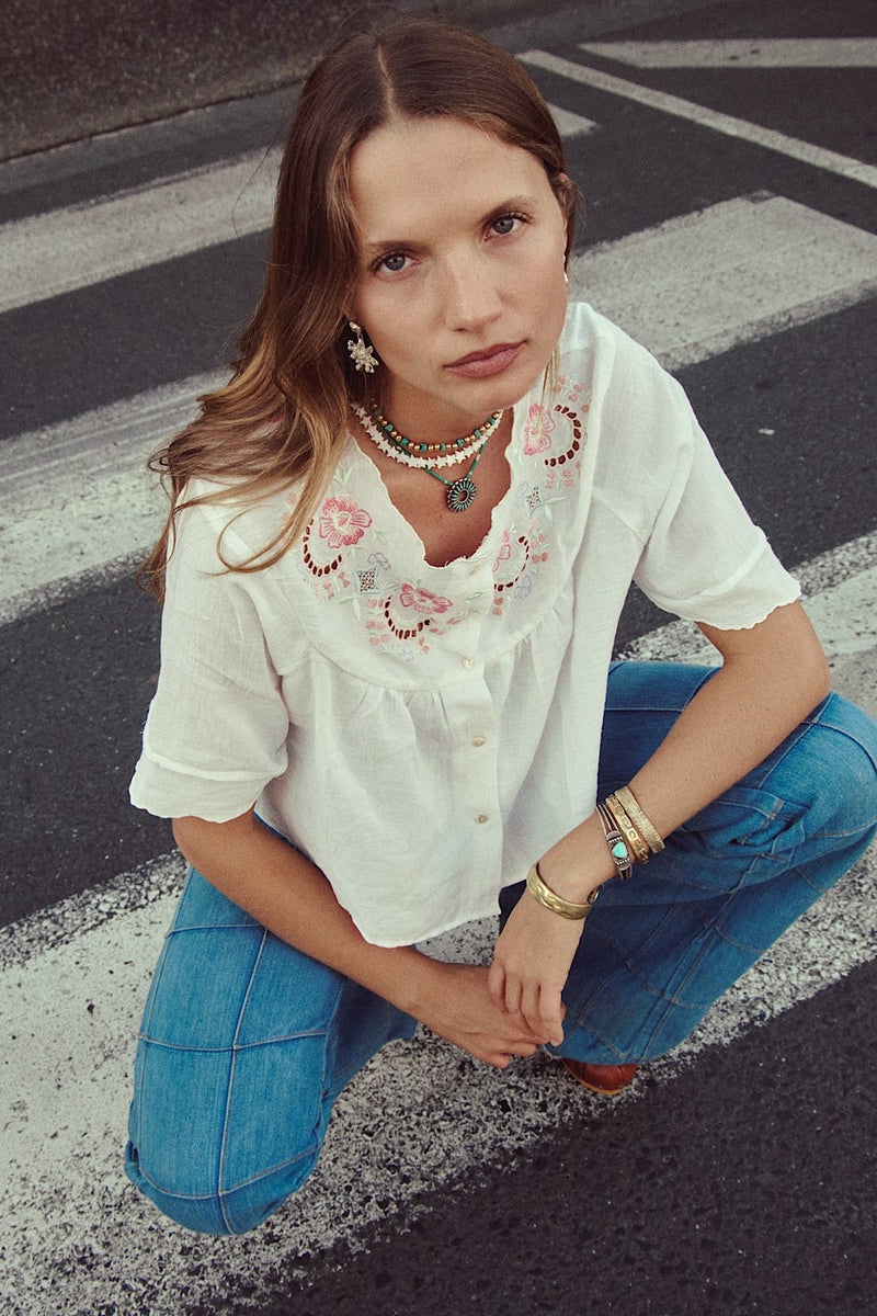 Arabella Cotton Embroidered Blouse