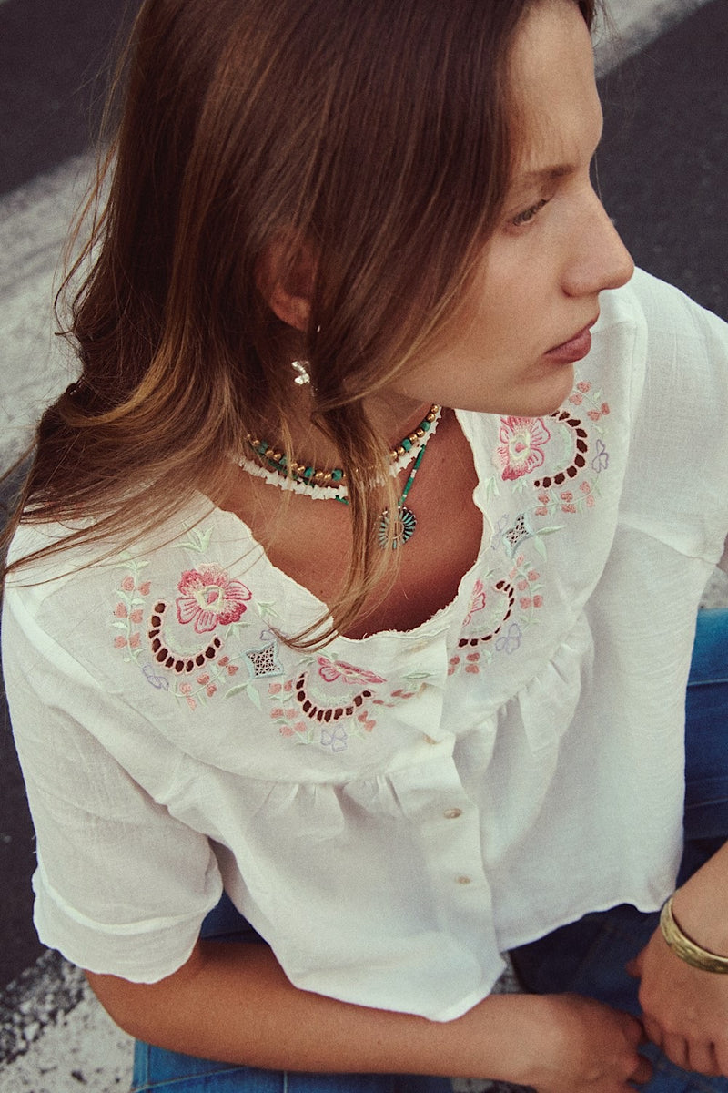 Arabella Cotton Embroidered Blouse
