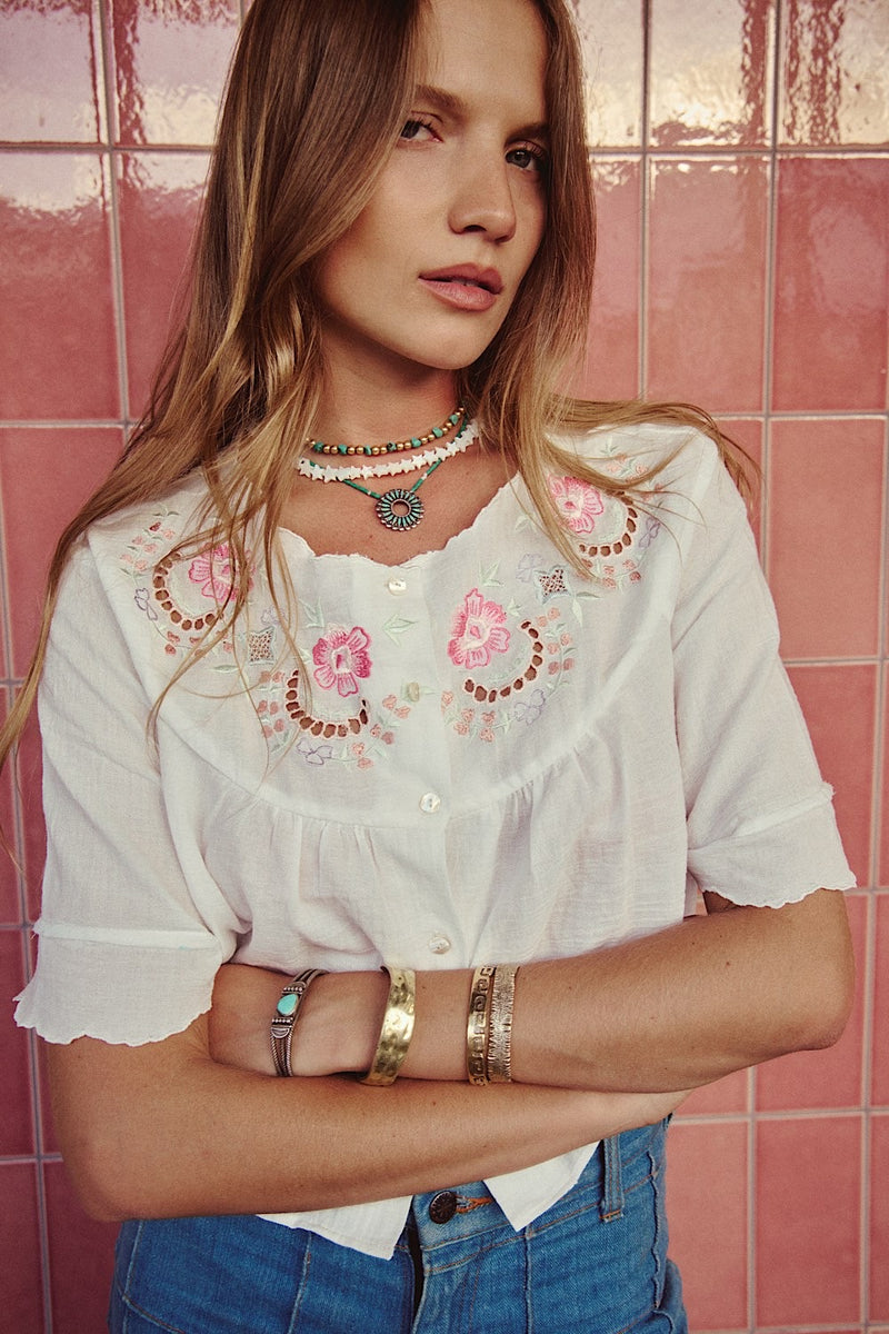Arabella Cotton Embroidered Blouse