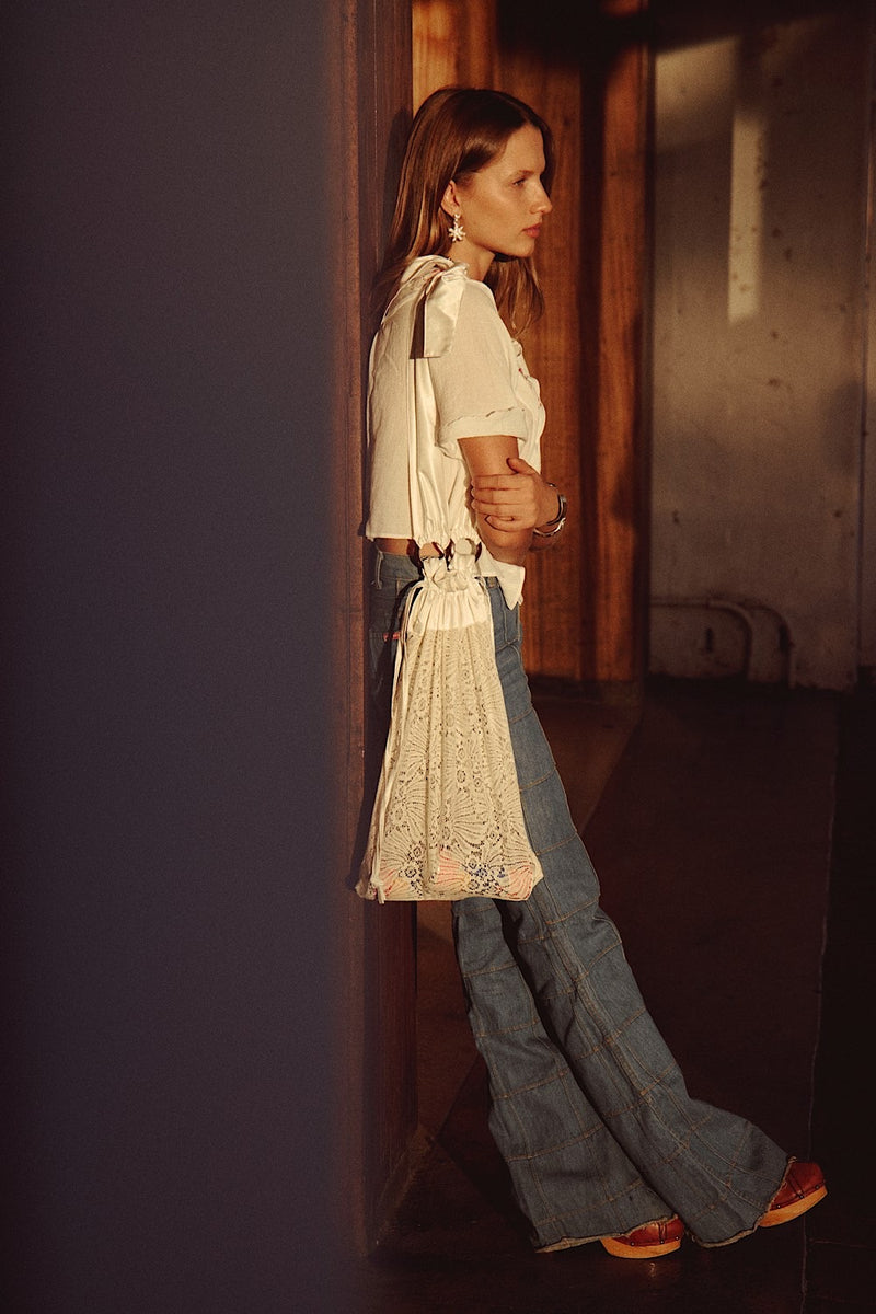 Songbird Cotton Lace + Silk Satin Bag