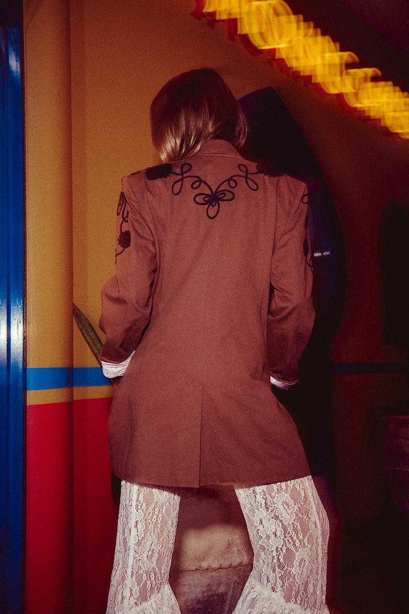 Gimme Shelter Embroidered Twill Blazer