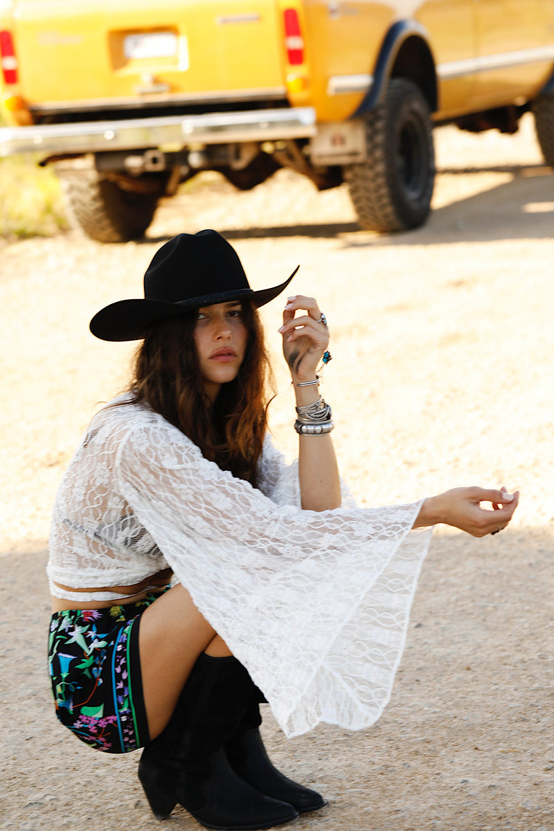 White Cloud Lace Tie Blouse - White